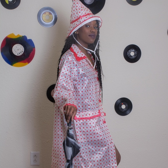 Vintage Polka Dot Rain Coat set, with Hat - Picture 1 of 1
